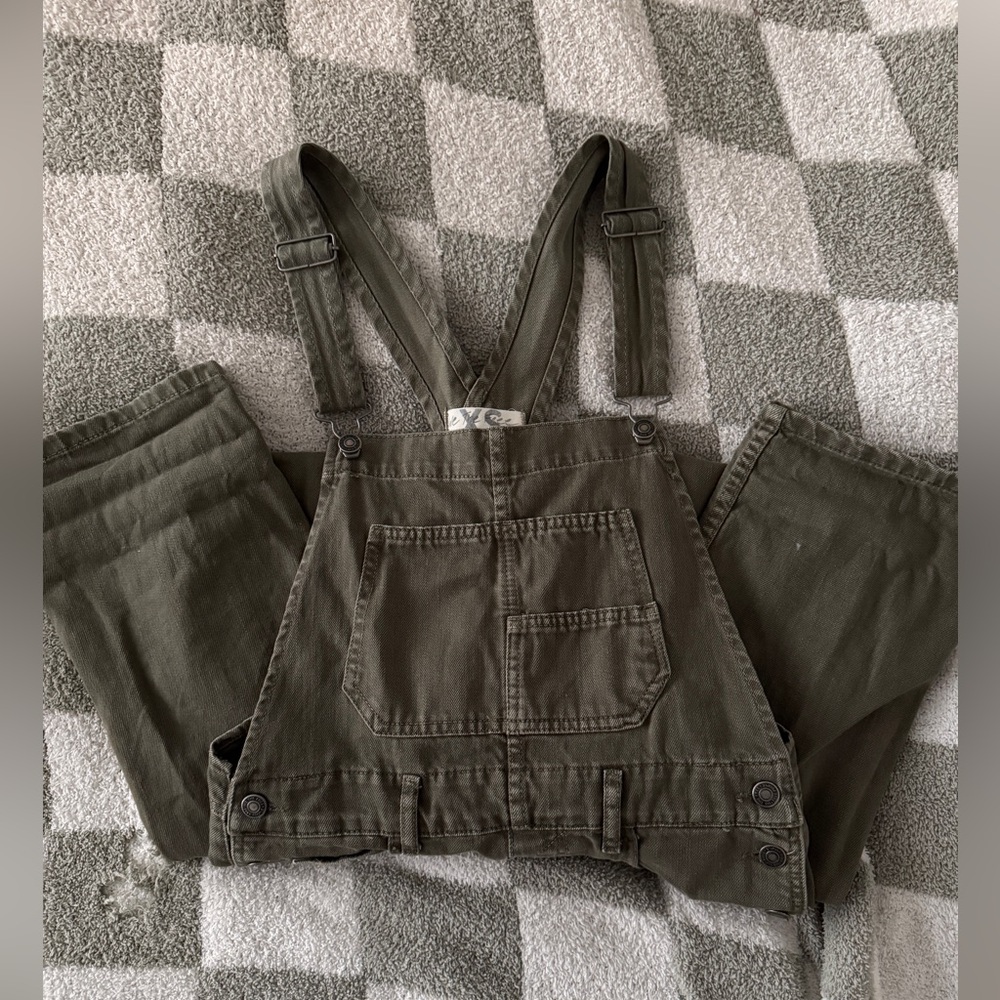 Free People (We the Free) Green Overalls with Adjustable Straps